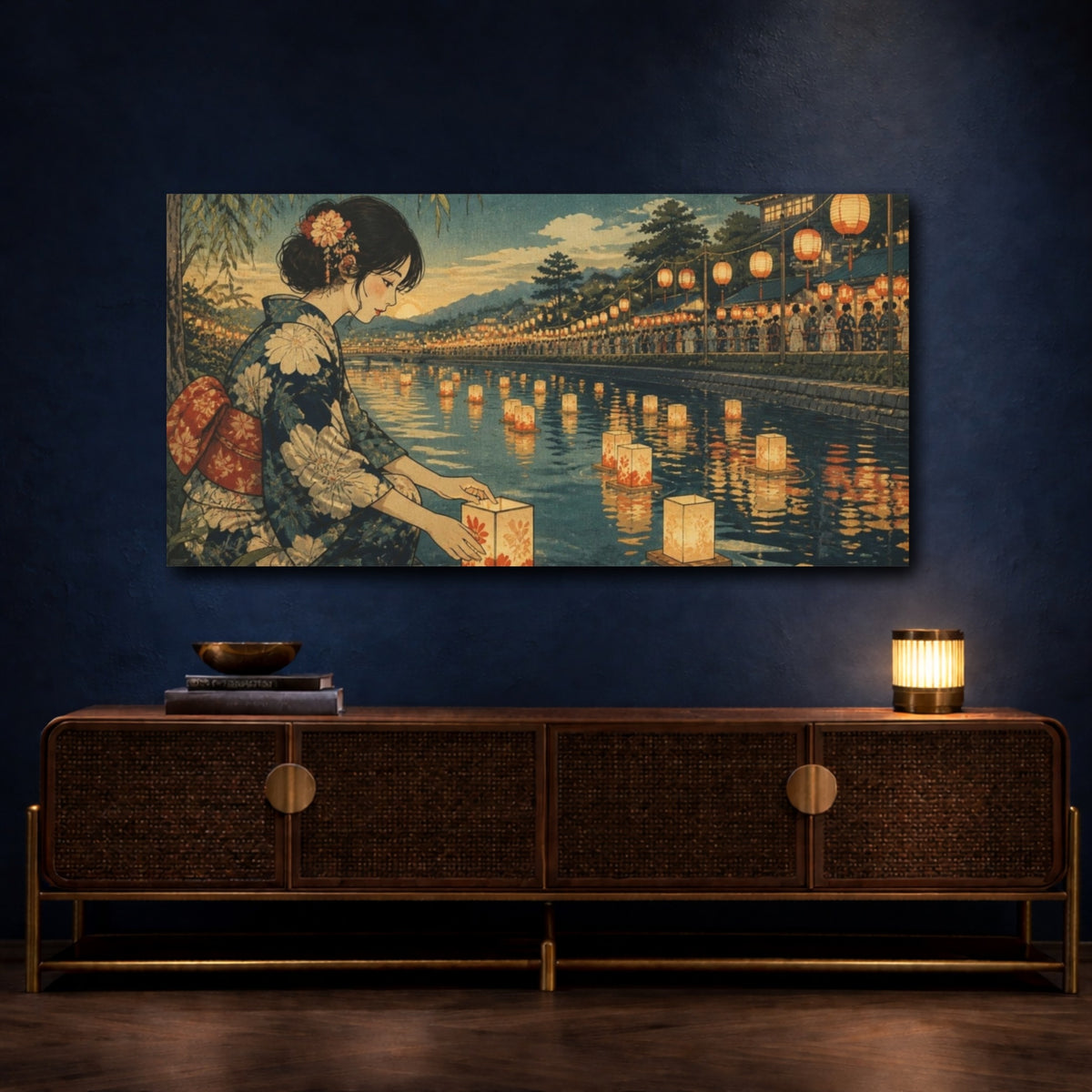 Mockup 4. Japanese Kimono Lanterns shown as canvas print