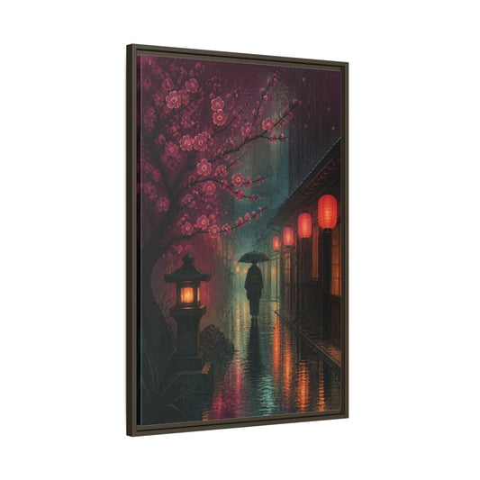 Main Mockup. Japanese Kimono Stroll shown as framed canvas print