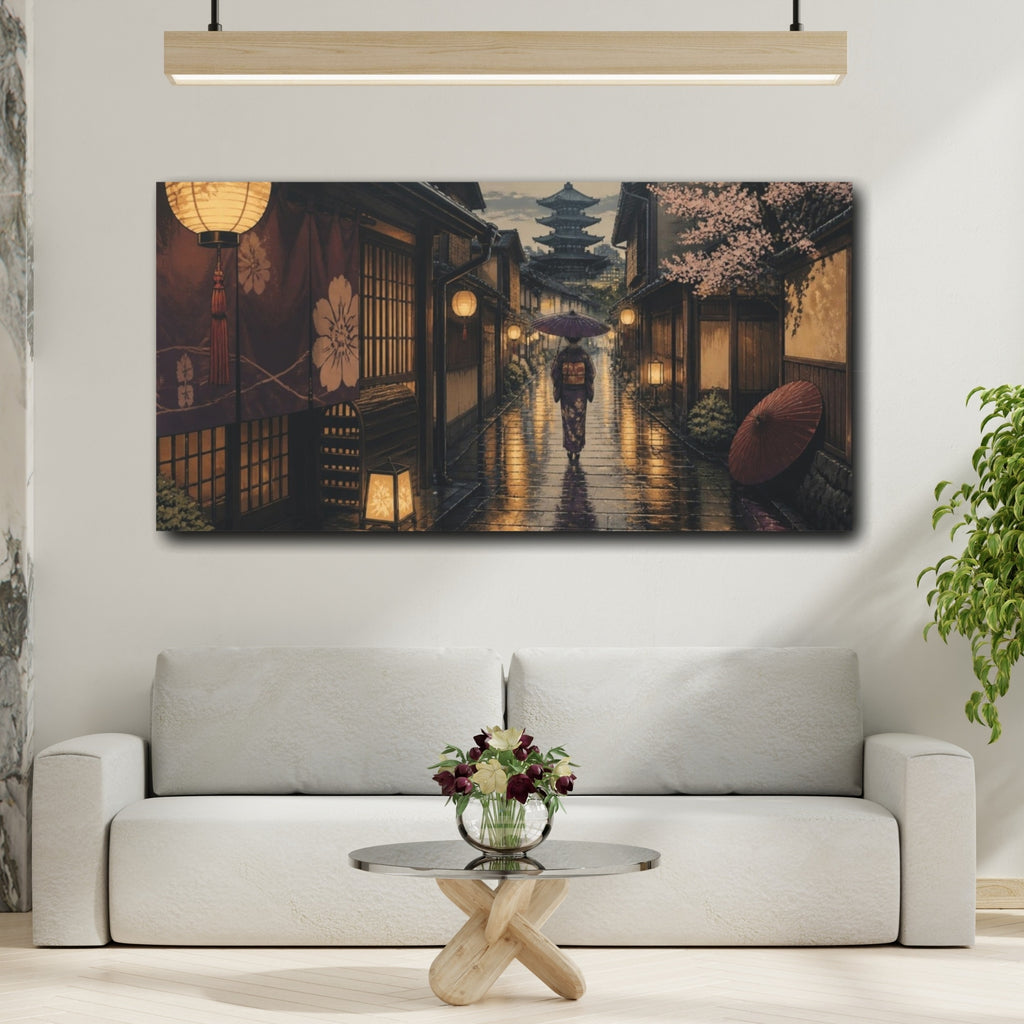 Mockup 2. Japanese Kimono Stroll shown as canvas print