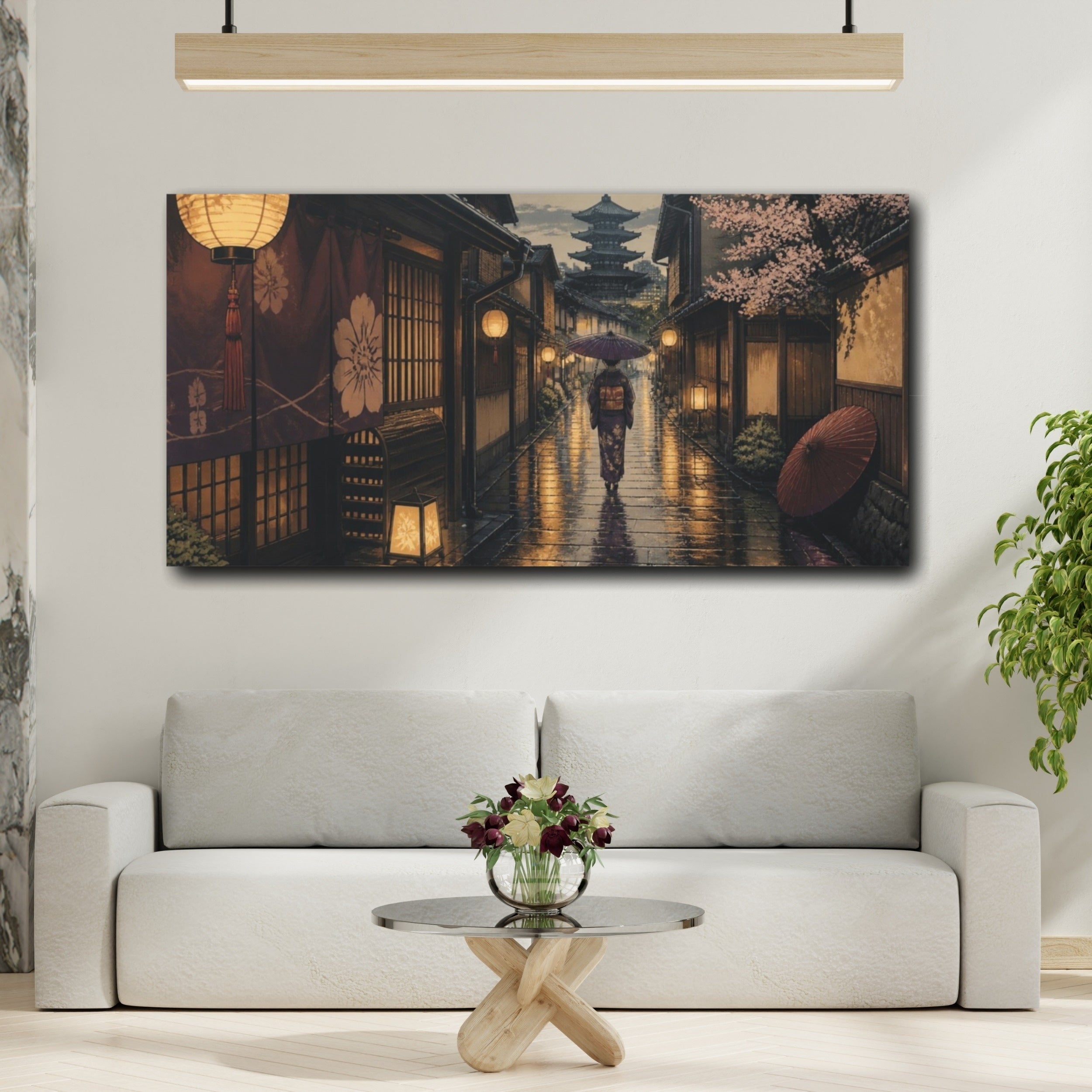 Mockup 2. Japanese Kimono Stroll shown as canvas print