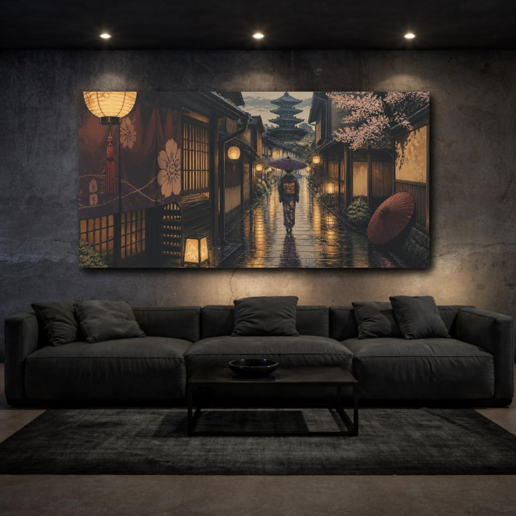 Mockup 3. Japanese Kimono Stroll shown as canvas print