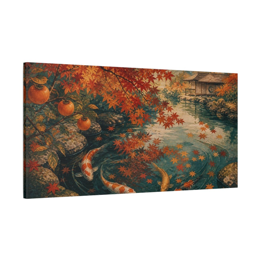 Main Mockup. Japanese Koi Pond shown as canvas print