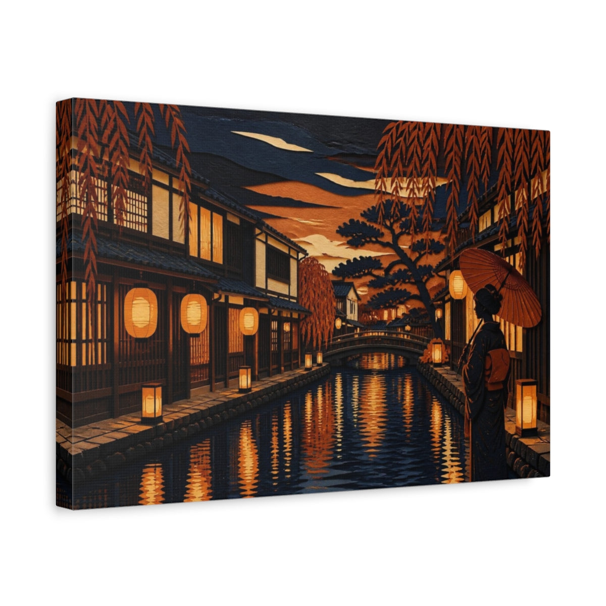 Side Mockup 4. Japanese Lantern Canal shown as canvas print