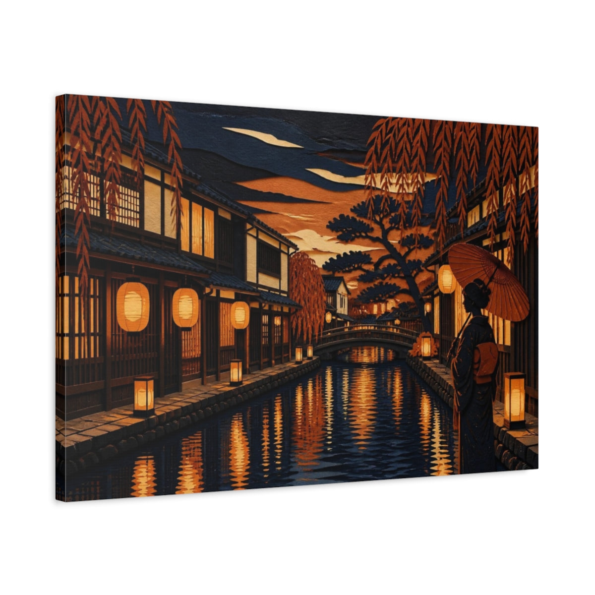 Side Mockup 2. Japanese Lantern Canal shown as canvas print