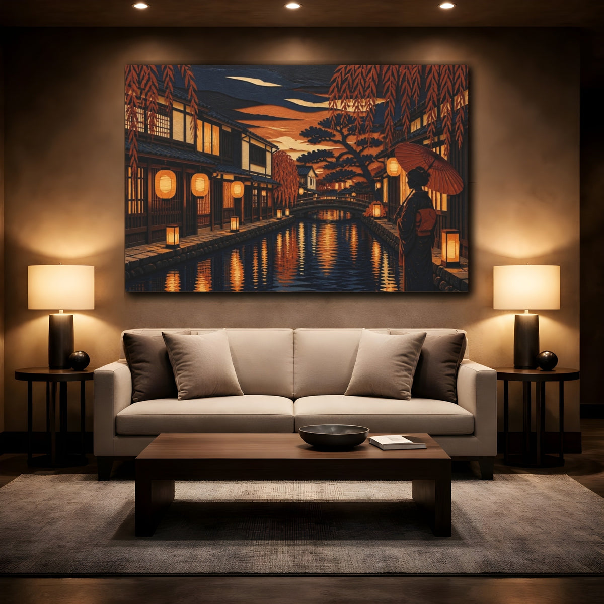 Mockup 2. Japanese Lantern Canal shown as canvas print