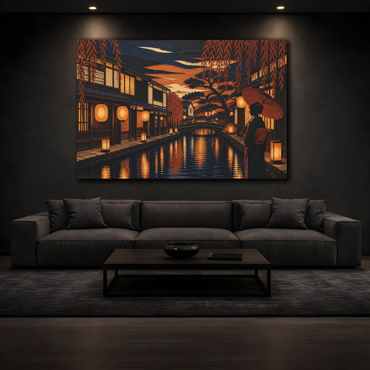 Mockup 3. Japanese Lantern Canal shown as canvas print