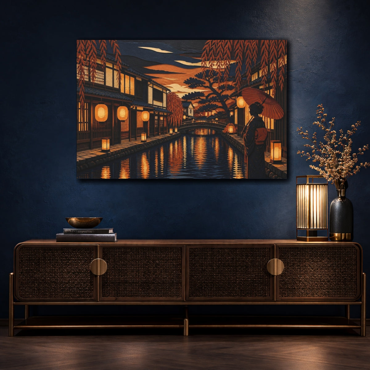 Mockup 4. Japanese Lantern Canal shown as canvas print