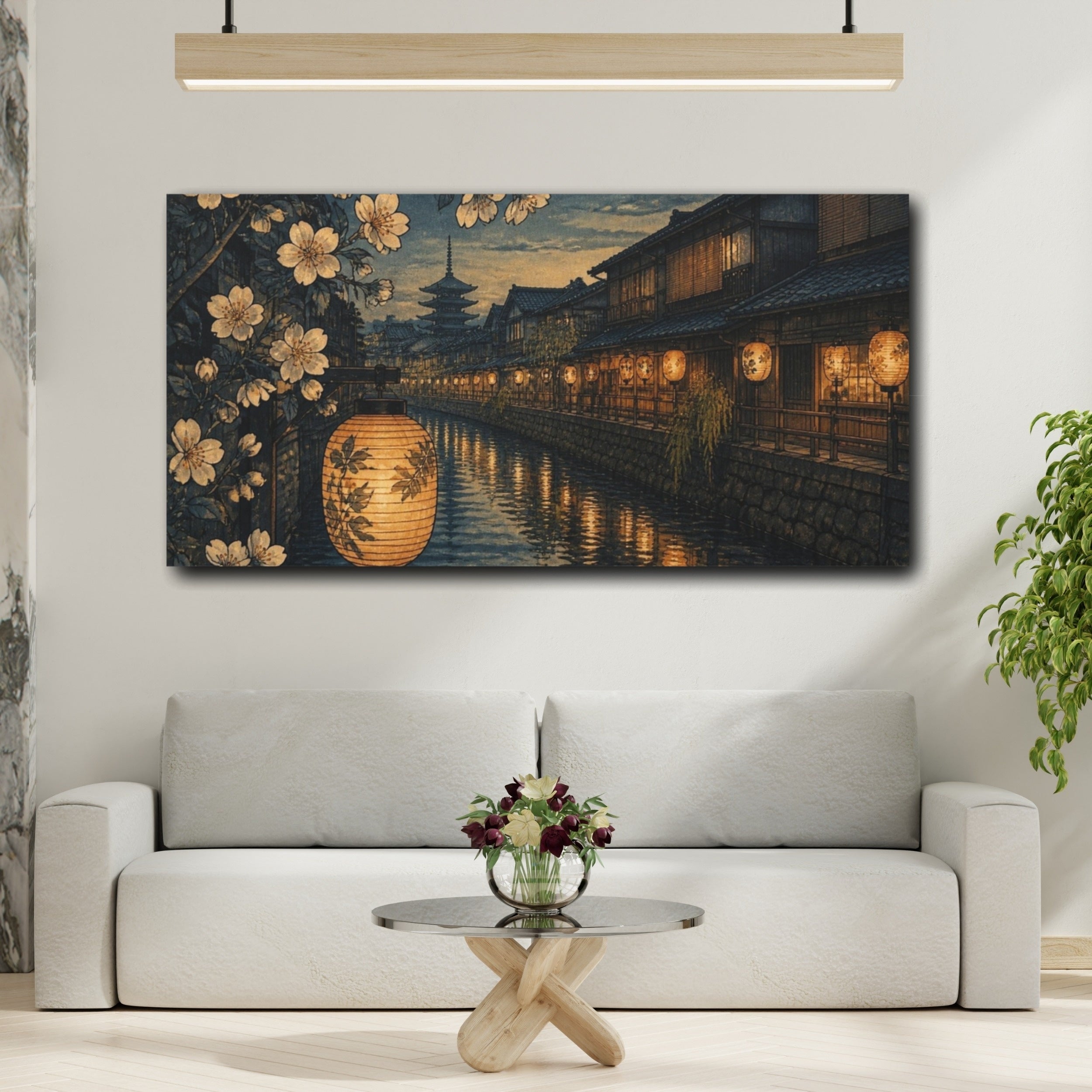 Mockup 2. Japanese Lanterns By Canal shown as canvas print