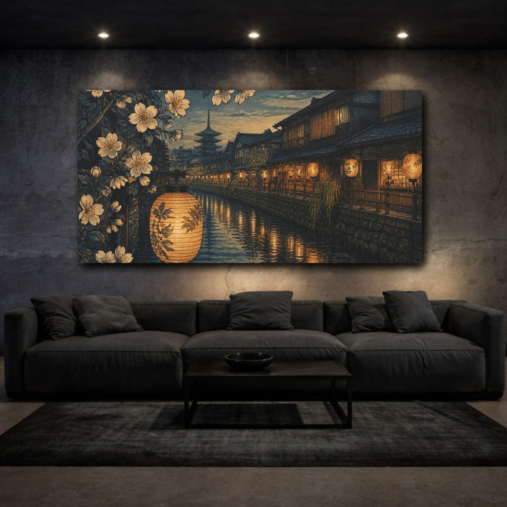 Mockup 3. Japanese Lanterns By Canal shown as canvas print