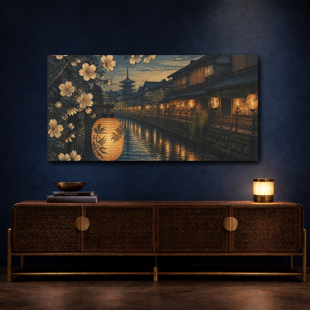 Mockup 4. Japanese Lanterns By Canal shown as canvas print