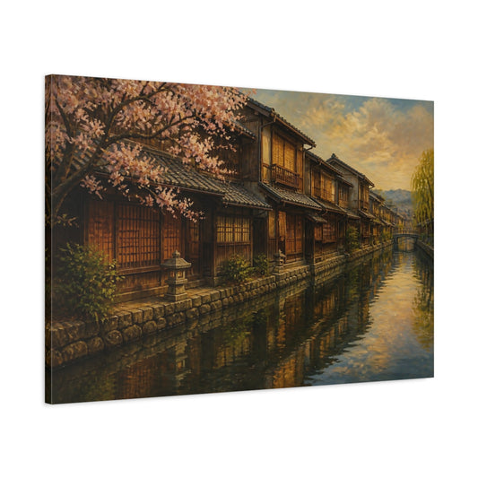 Main Mockup. Japanese Machiya Canal shown as canvas print