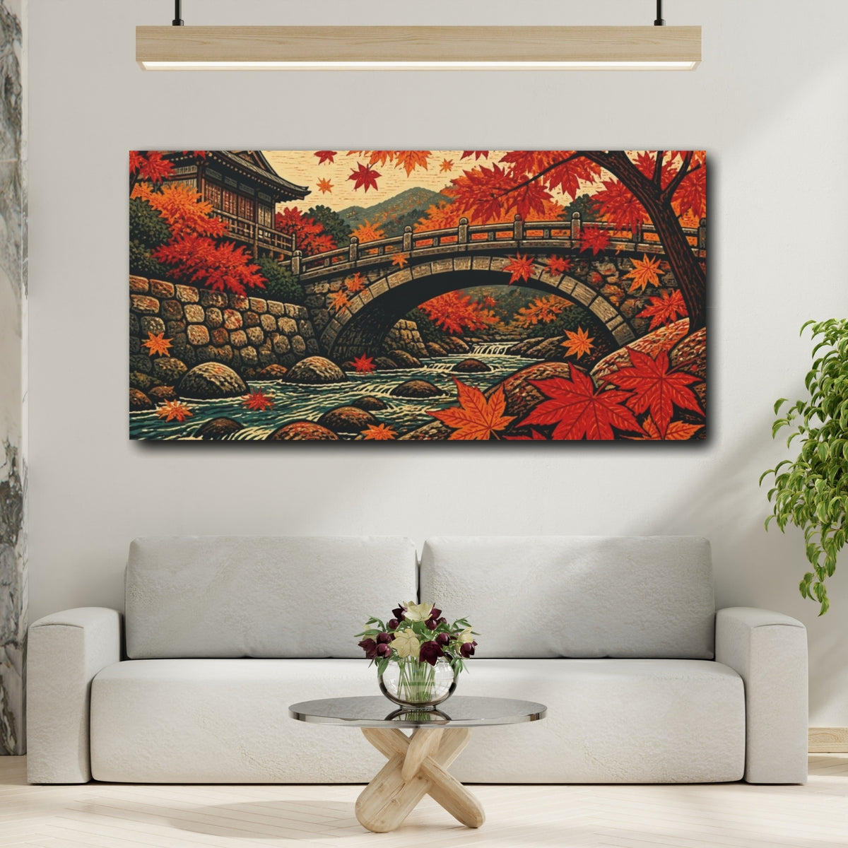 Mockup 2. Japanese Maple Bridge shown as canvas print