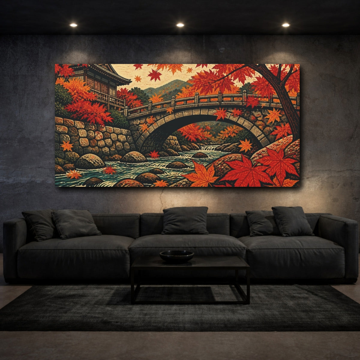 Mockup 3. Japanese Maple Bridge shown as canvas print