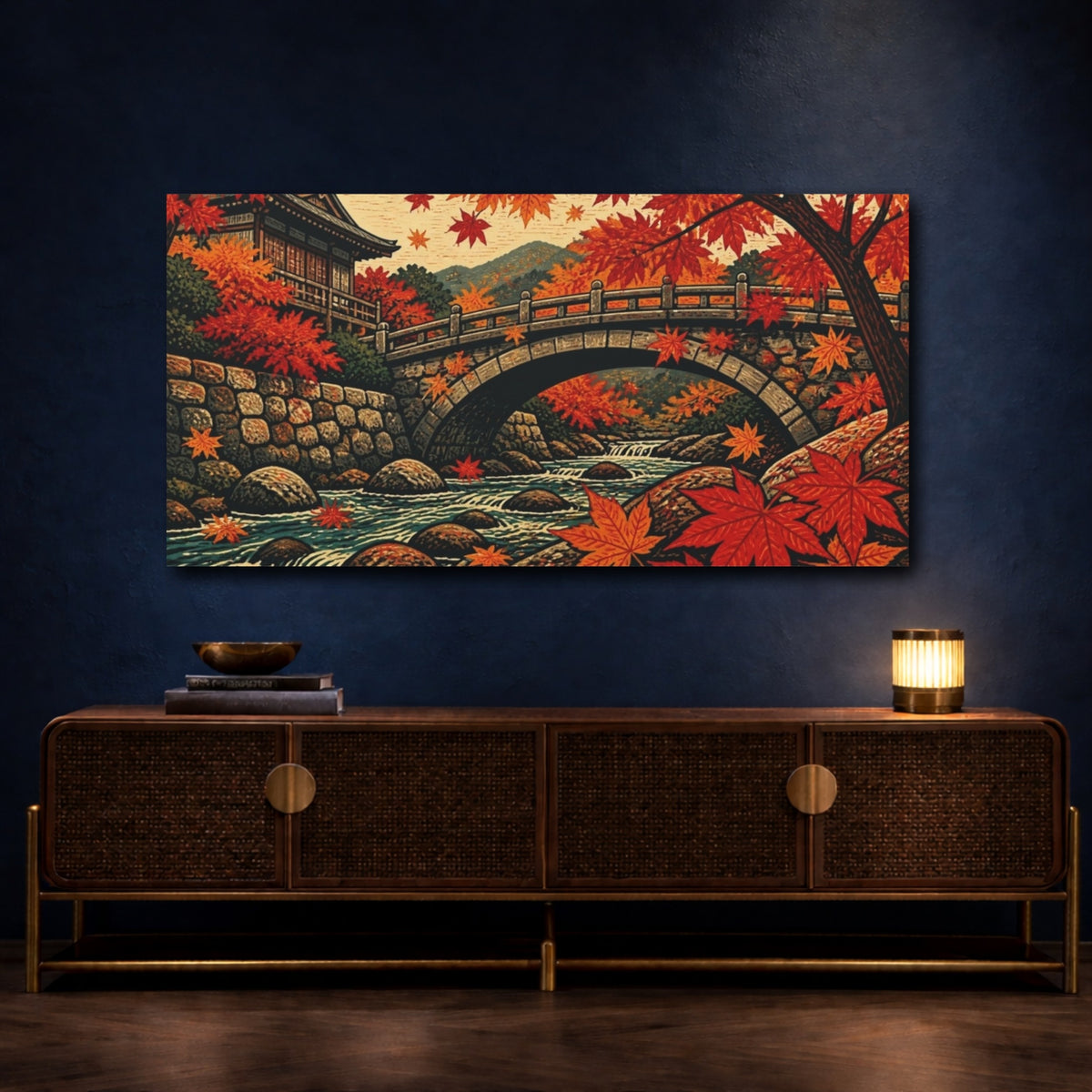 Mockup 4. Japanese Maple Bridge shown as canvas print