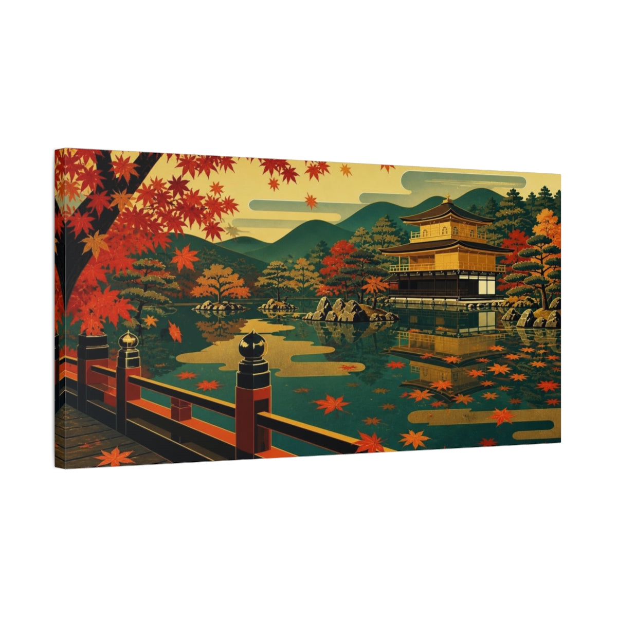 Side Mockup 1. Japanese Maple Pavilion shown as canvas print