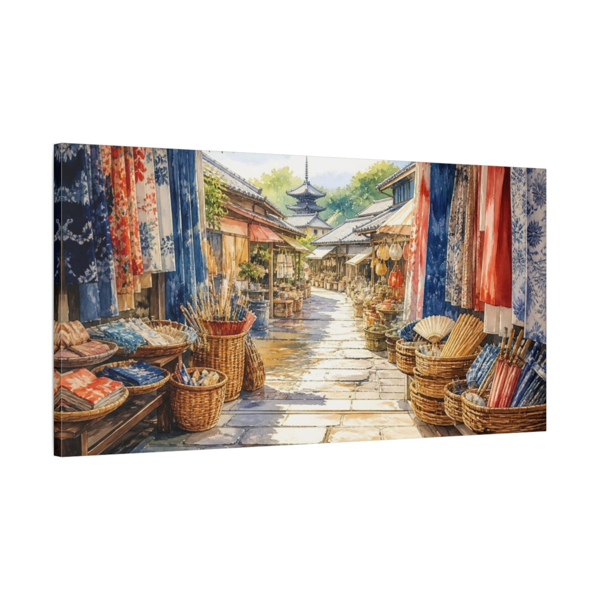 Main Mockup. Japanese Market Lane shown as canvas print