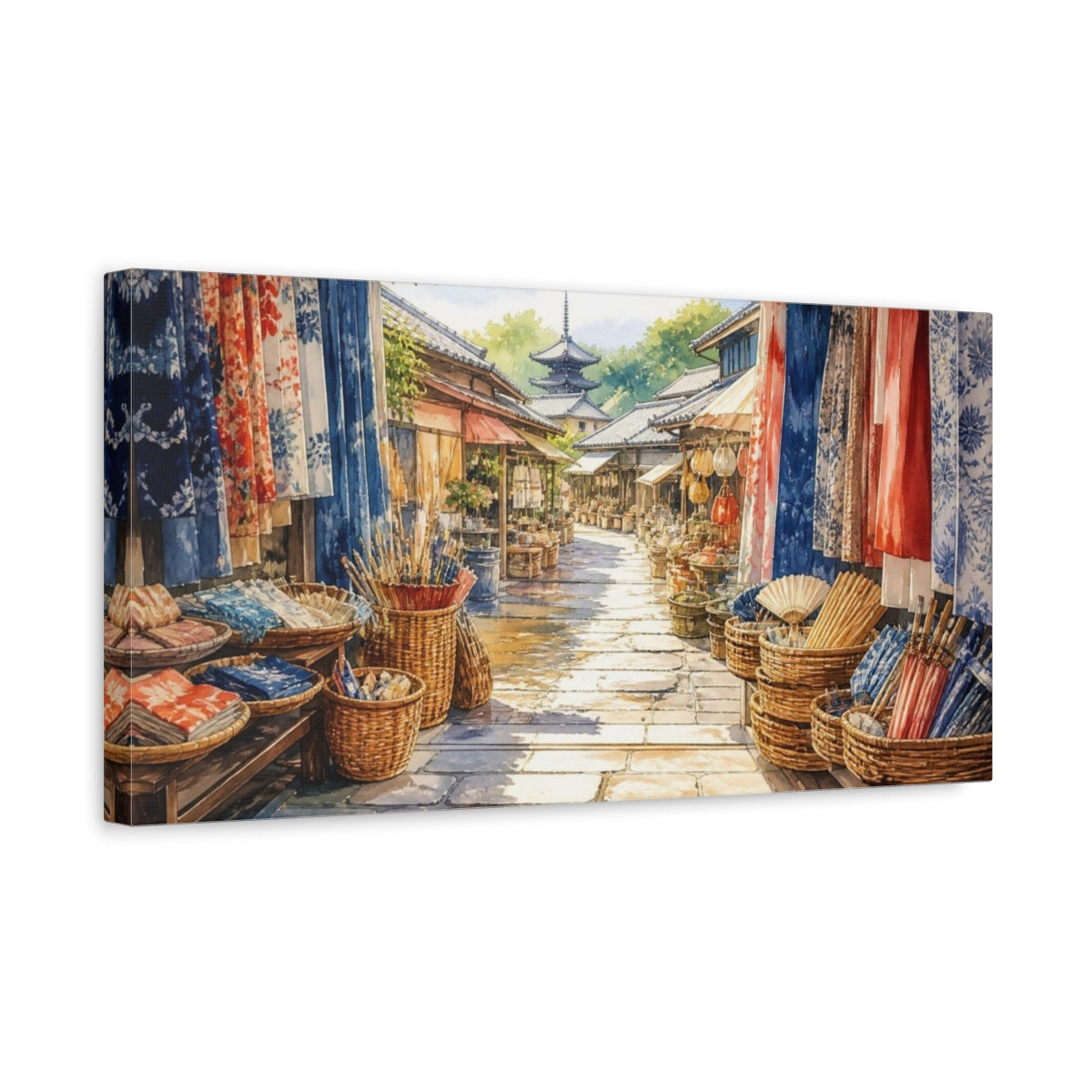 Side Mockup 3. Japanese Market Lane shown as canvas print