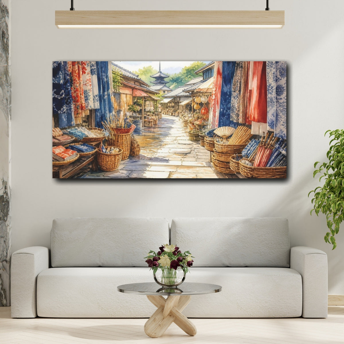Mockup 2. Japanese Market Lane shown as canvas print