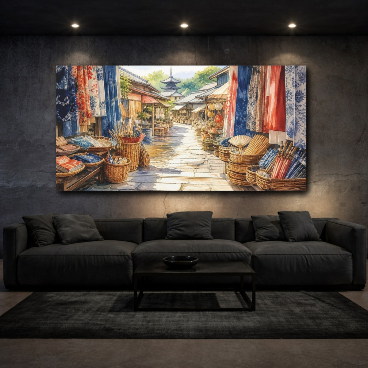 Mockup 3. Japanese Market Lane shown as canvas print