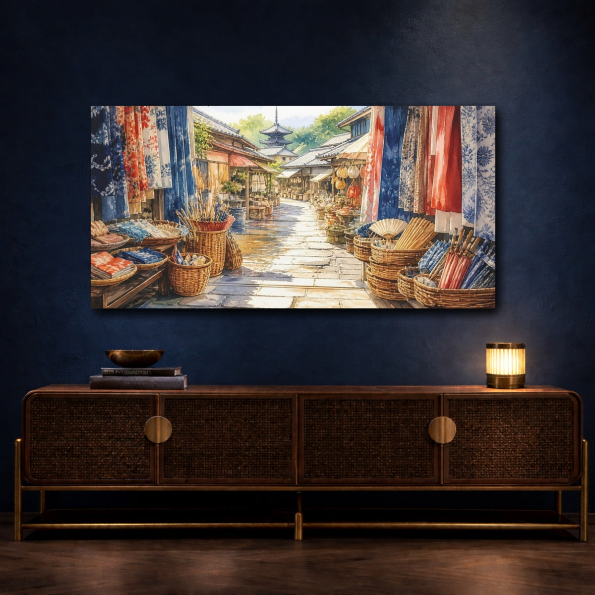 Mockup 4. Japanese Market Lane shown as canvas print