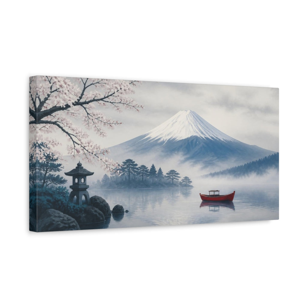 Side Mockup 3. Japanese Misty Fuji Boat shown as canvas print