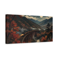 Side Mockup 3. Japanese Moonlit Mountain Train shown as canvas print