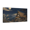 Side Mockup 3. Japanese Moonlit Thatched Farmhouse shown as canvas print