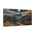 Side Mockup 3. Japanese Moonlit Village shown as canvas print