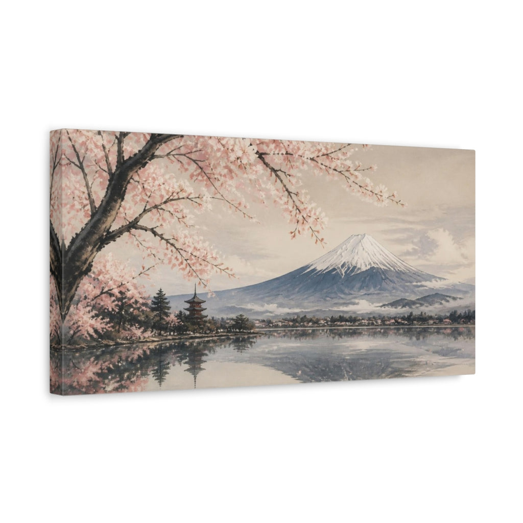Side Mockup 3. Japanese Mount Fuji Blossoms shown as canvas print