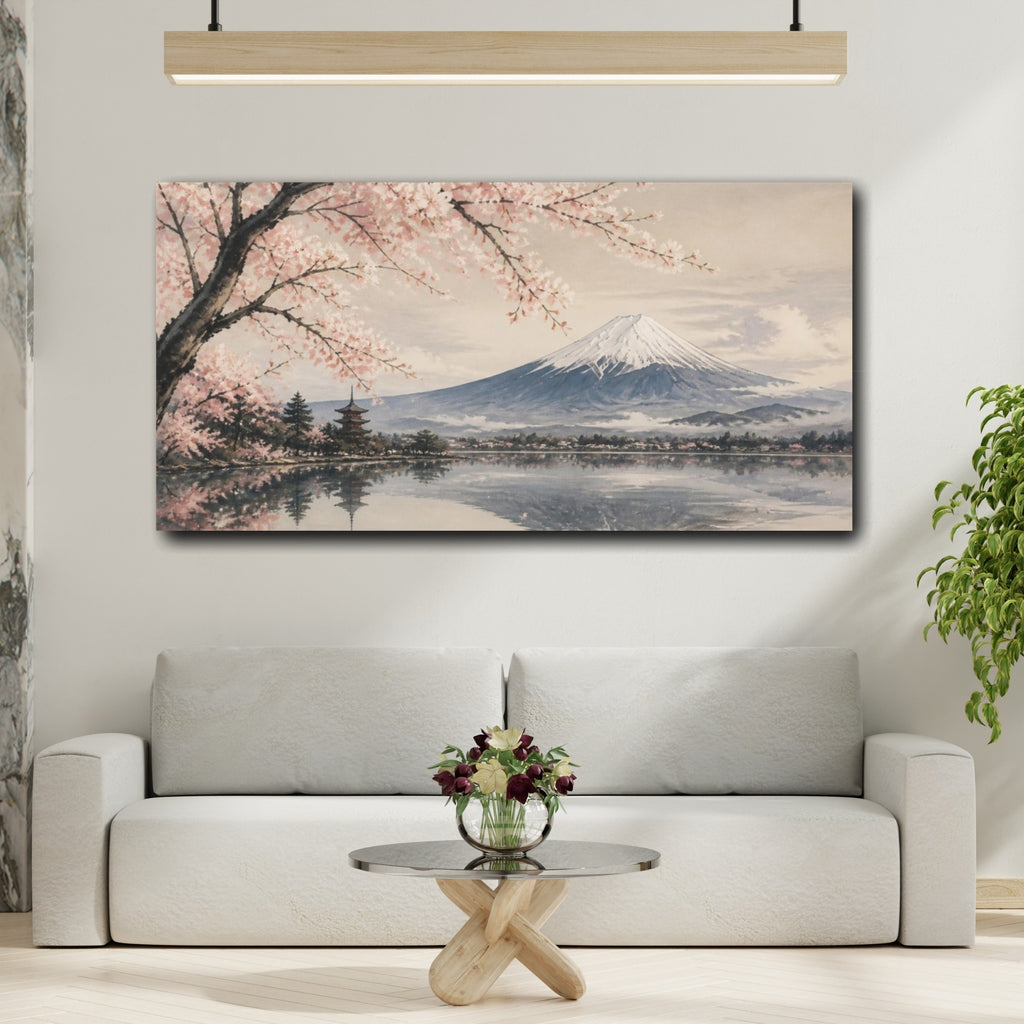 Mockup 2. Japanese Mount Fuji Blossoms shown as canvas print