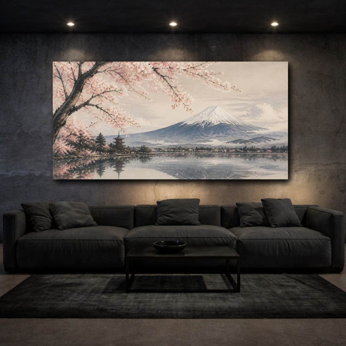 Mockup 3. Japanese Mount Fuji Blossoms shown as canvas print