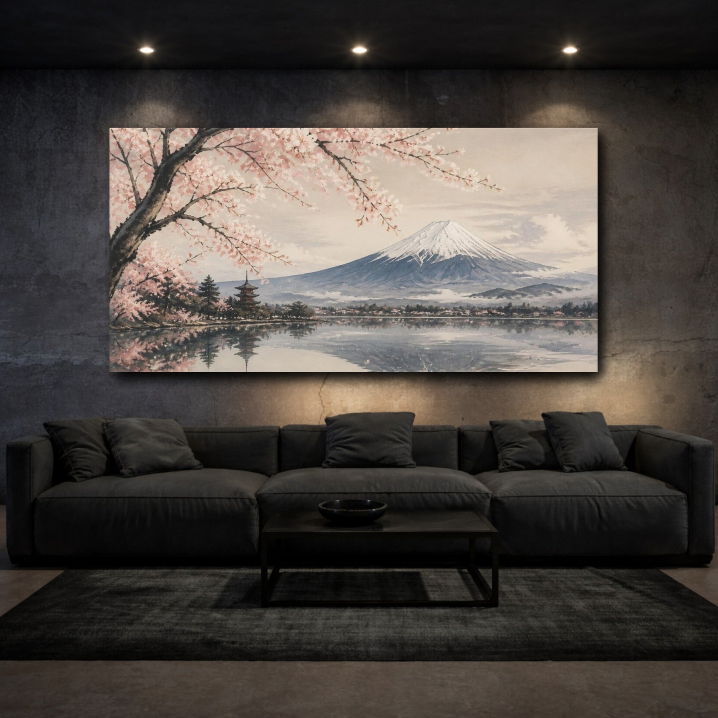 Mockup 3. Japanese Mount Fuji Blossoms shown as canvas print