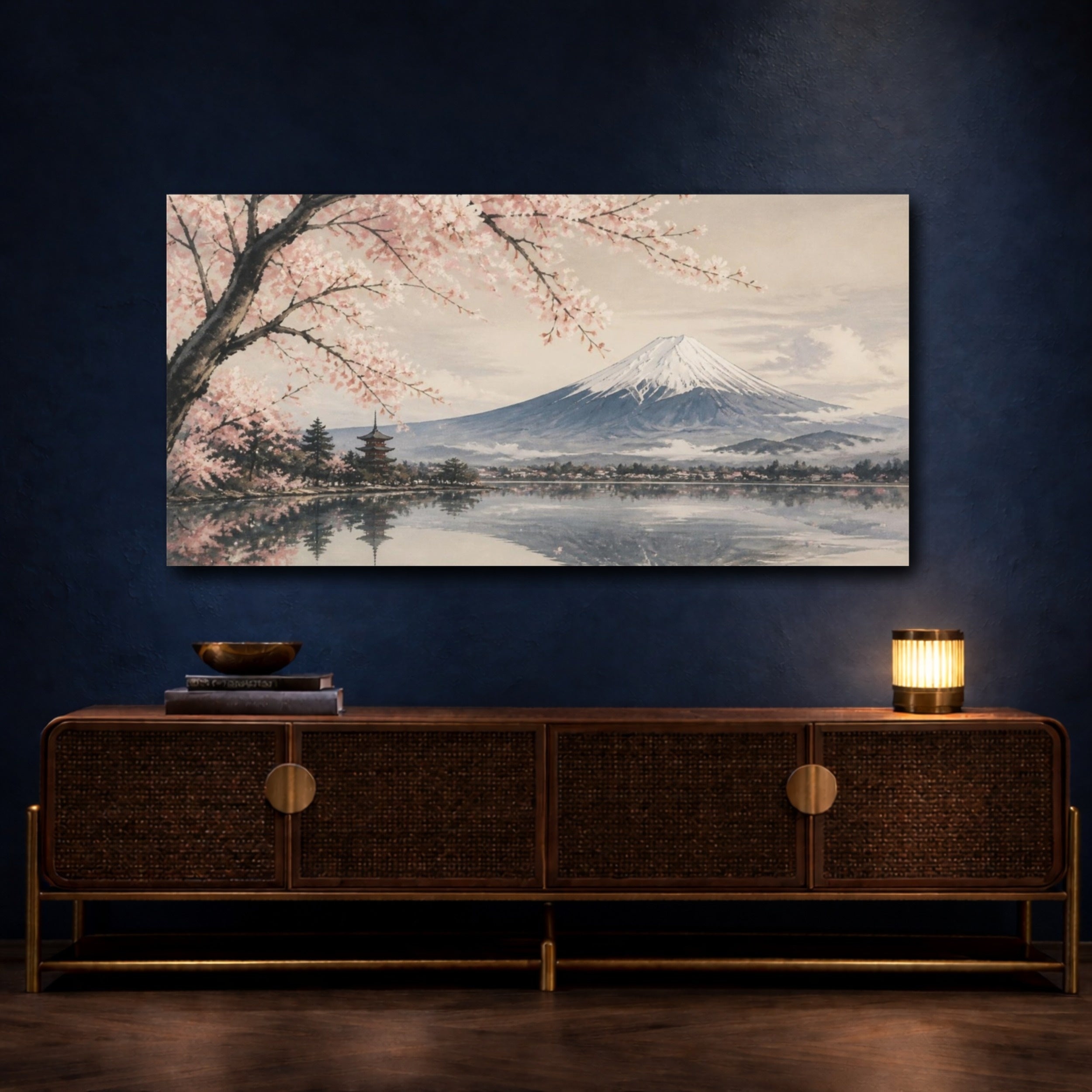 Mockup 4. Japanese Mount Fuji Blossoms shown as canvas print
