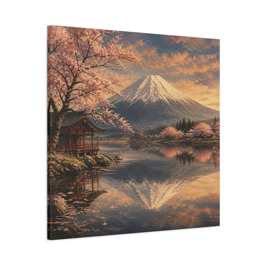 Main Mockup. Japanese Mount Fuji Dawn shown as canvas print