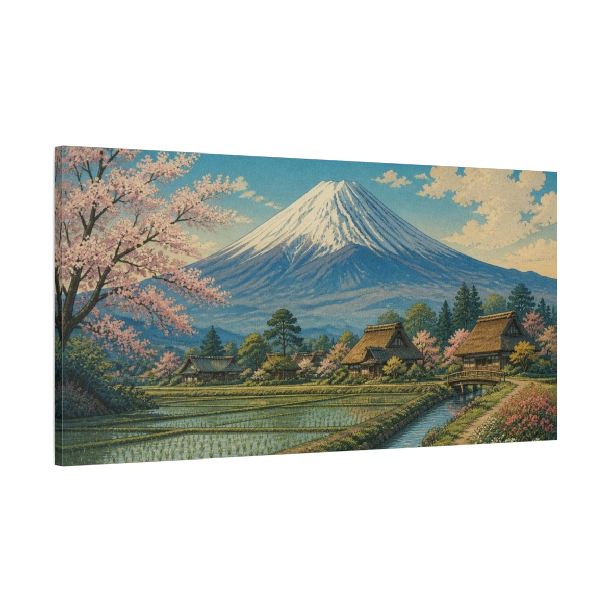 Main Mockup. Japanese Mount Fuji Landscape shown as canvas print