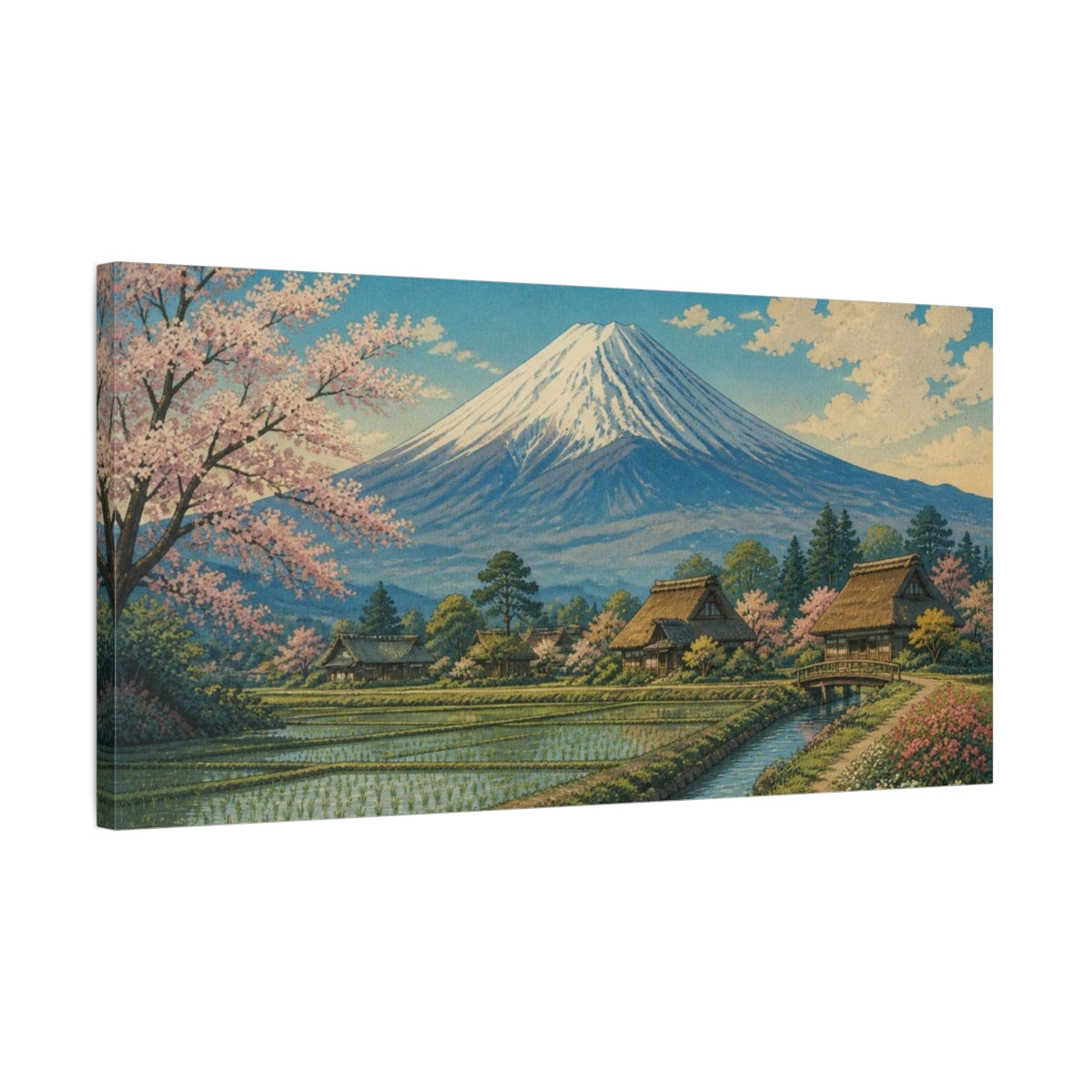 Side Mockup 1. Japanese Mount Fuji Landscape shown as canvas print