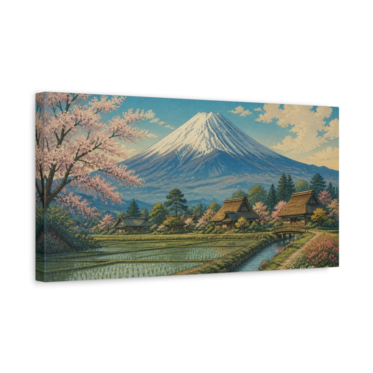 Side Mockup 3. Japanese Mount Fuji Landscape shown as canvas print