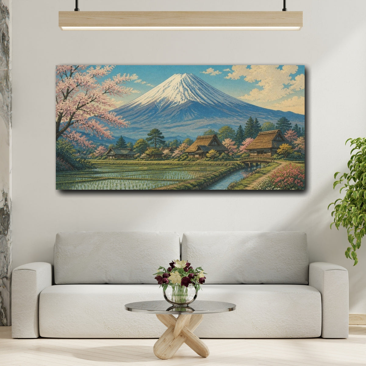 Mockup 2. Japanese Mount Fuji Landscape shown as canvas print