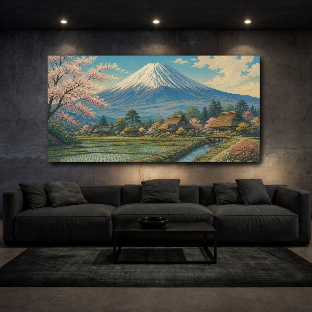 Mockup 3. Japanese Mount Fuji Landscape shown as canvas print