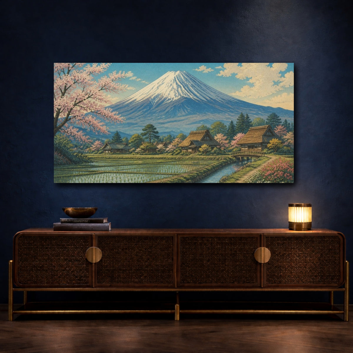 Mockup 4. Japanese Mount Fuji Landscape shown as canvas print