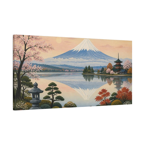 Main Mockup. Japanese Mount Fuji Reflection shown as canvas print