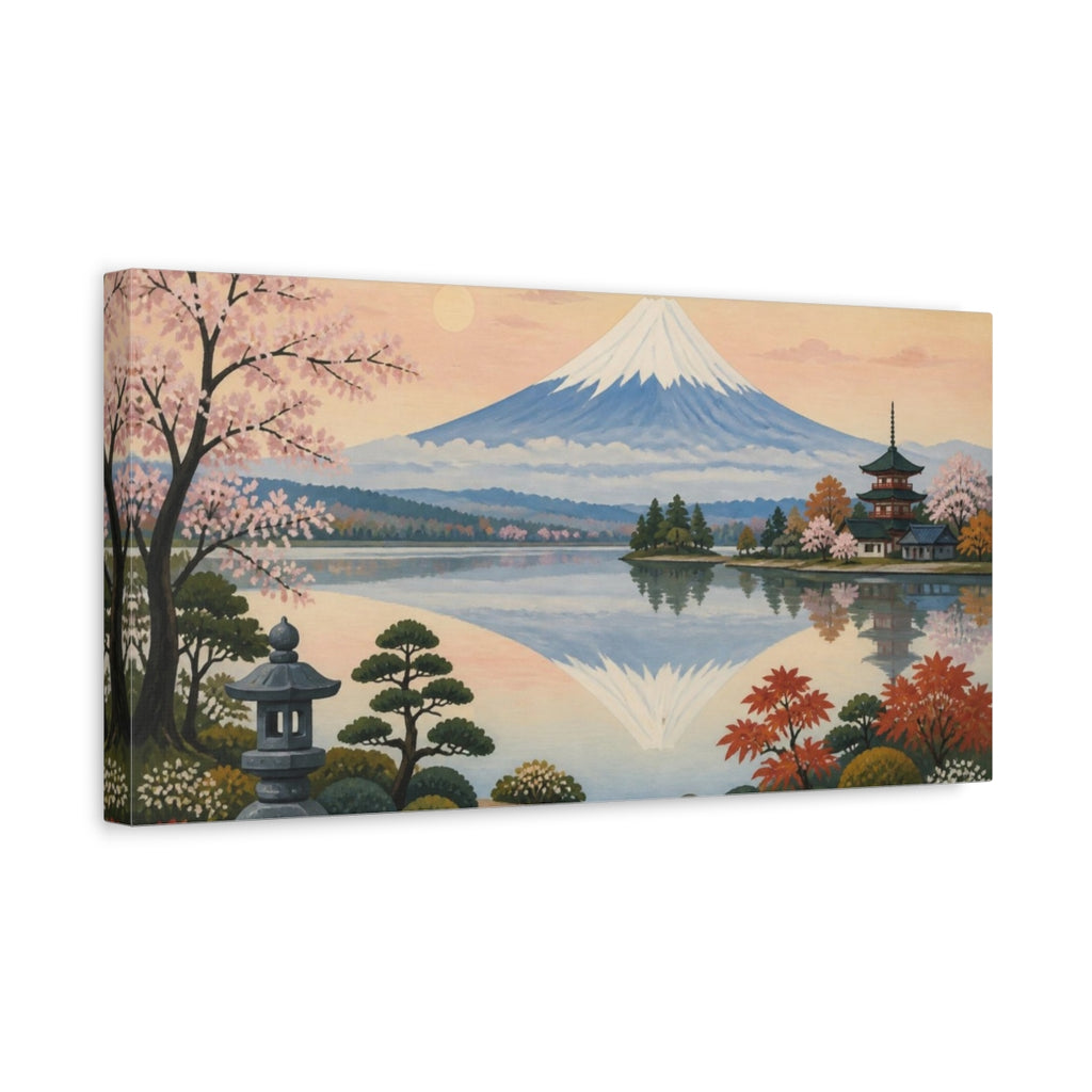 Side Mockup 3. Japanese Mount Fuji Reflection shown as canvas print