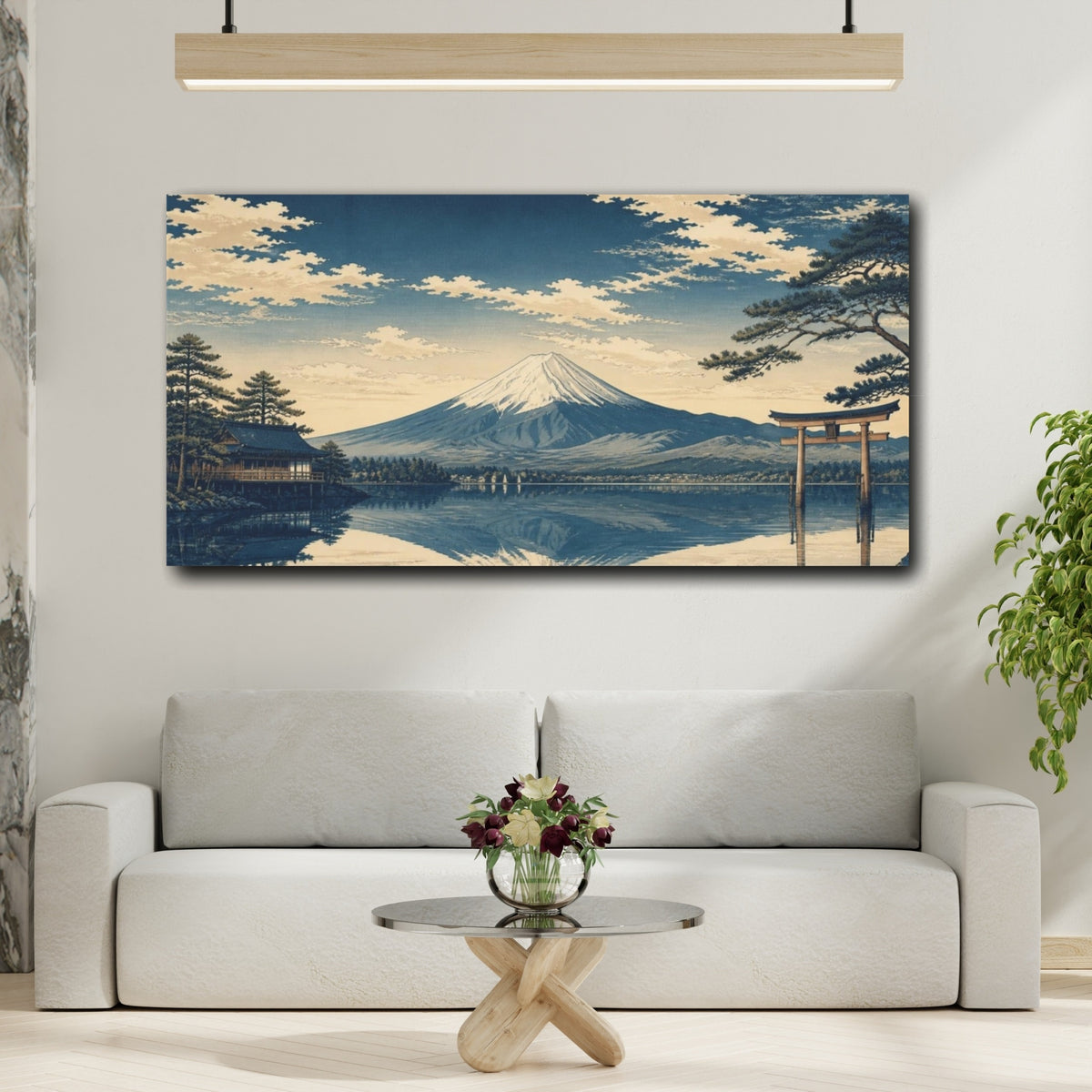 Mockup 2. Japanese Mount Fuji Reflection shown as canvas print