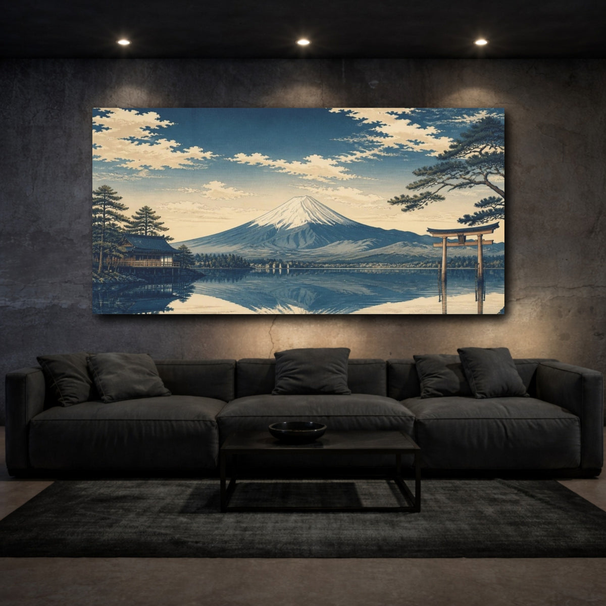 Mockup 3. Japanese Mount Fuji Reflection shown as canvas print