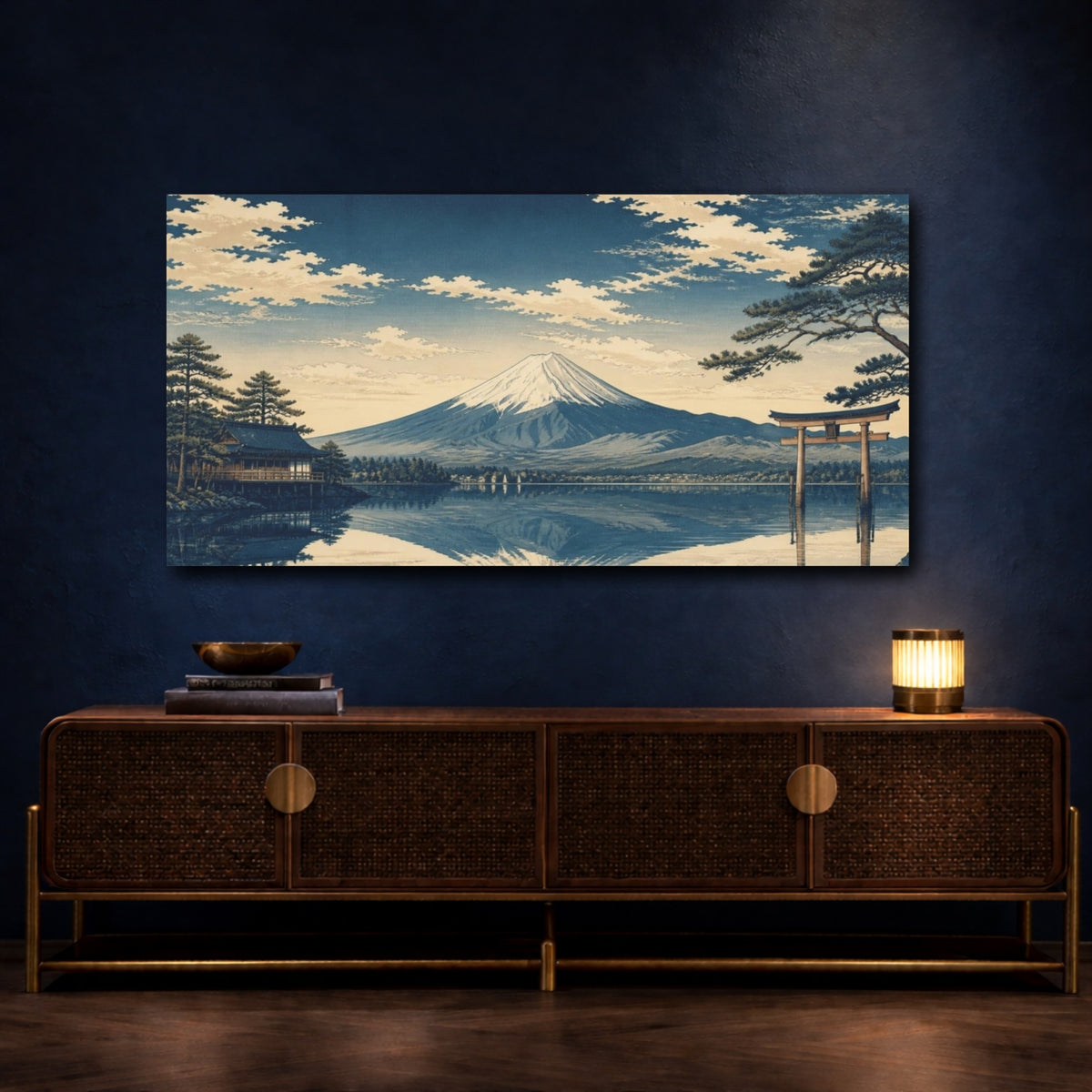 Mockup 4. Japanese Mount Fuji Reflection shown as canvas print