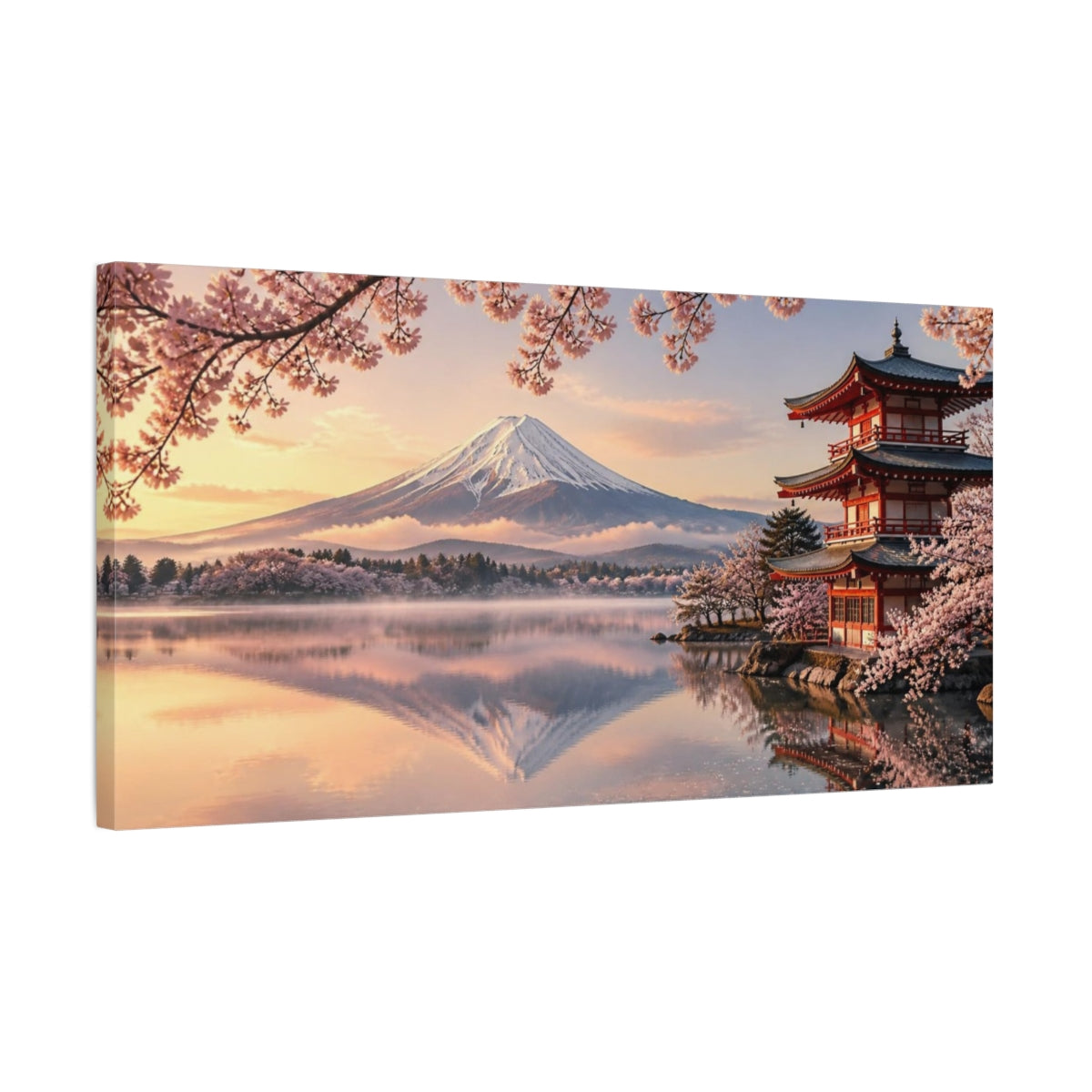 Side Mockup 1. Japanese Mount Fuji Sunrise shown as canvas print