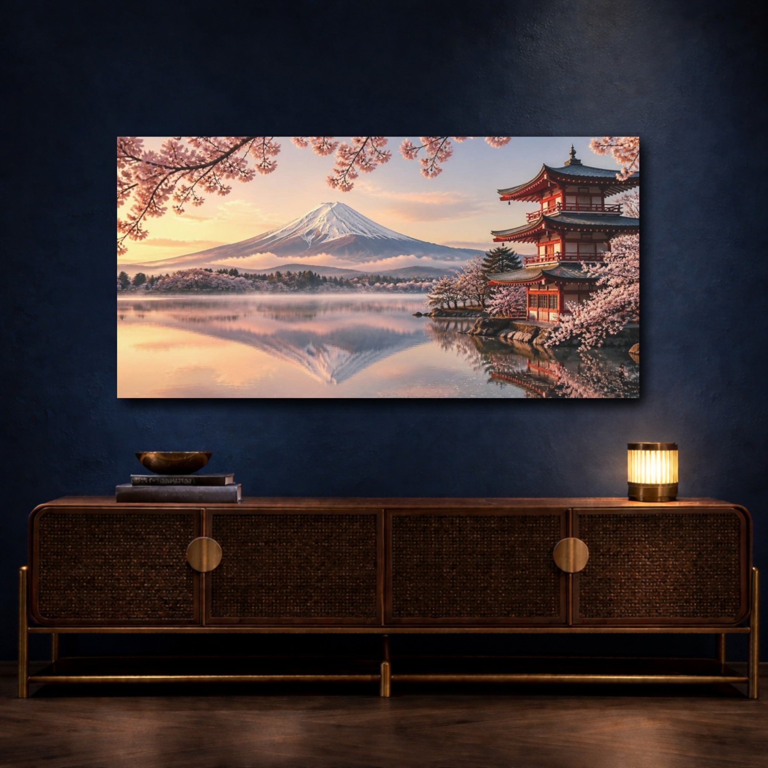 Mockup 4. Japanese Mount Fuji Sunrise shown as canvas print
