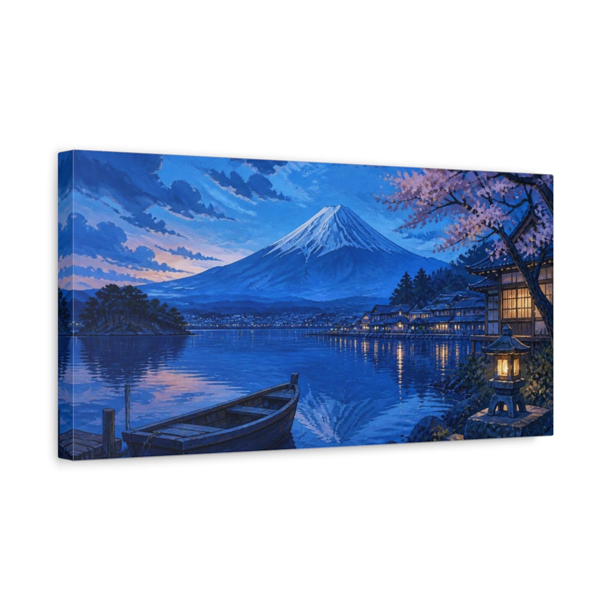 Side Mockup 3. Japanese Mount Fuji Twilight shown as canvas print