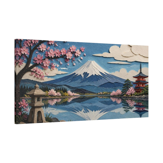 Main Mockup. Japanese Mount Fuji With Sakura shown as canvas print