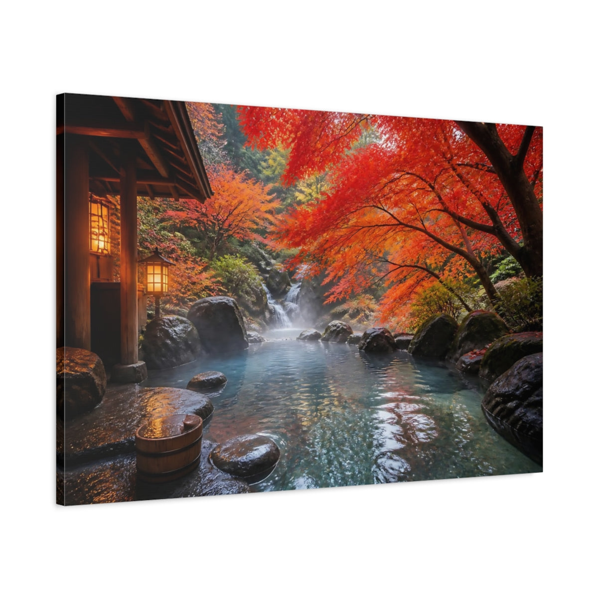 Main Mockup. Japanese Onsen Retreat shown as canvas print